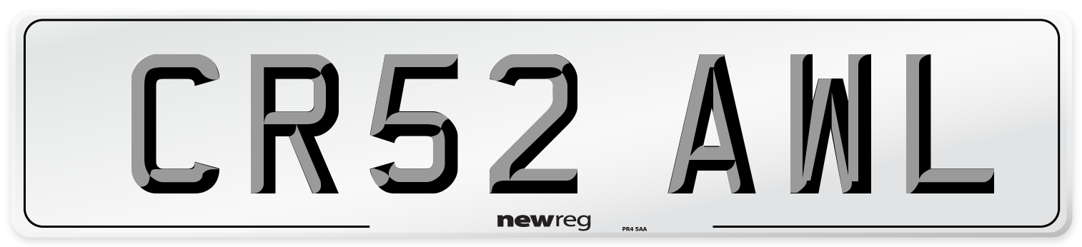 CR52 AWL Number Plate from New Reg